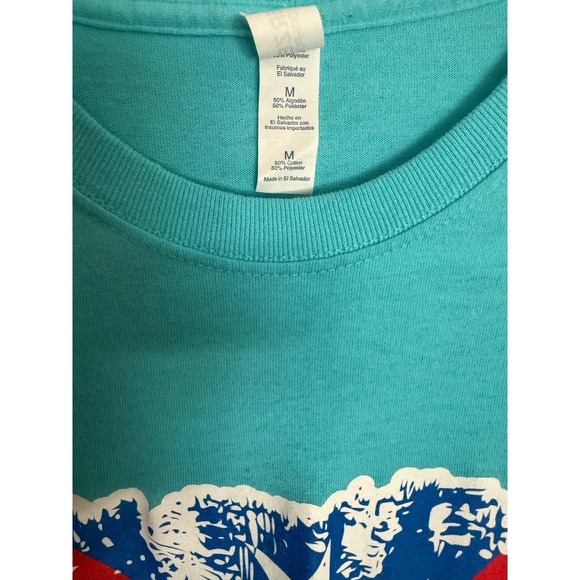 NWOT.‎ Jerzees Dri Power Puerto Rico Flag Graphic Teal Blue T-Shirt Medium - Picture 3 of 5